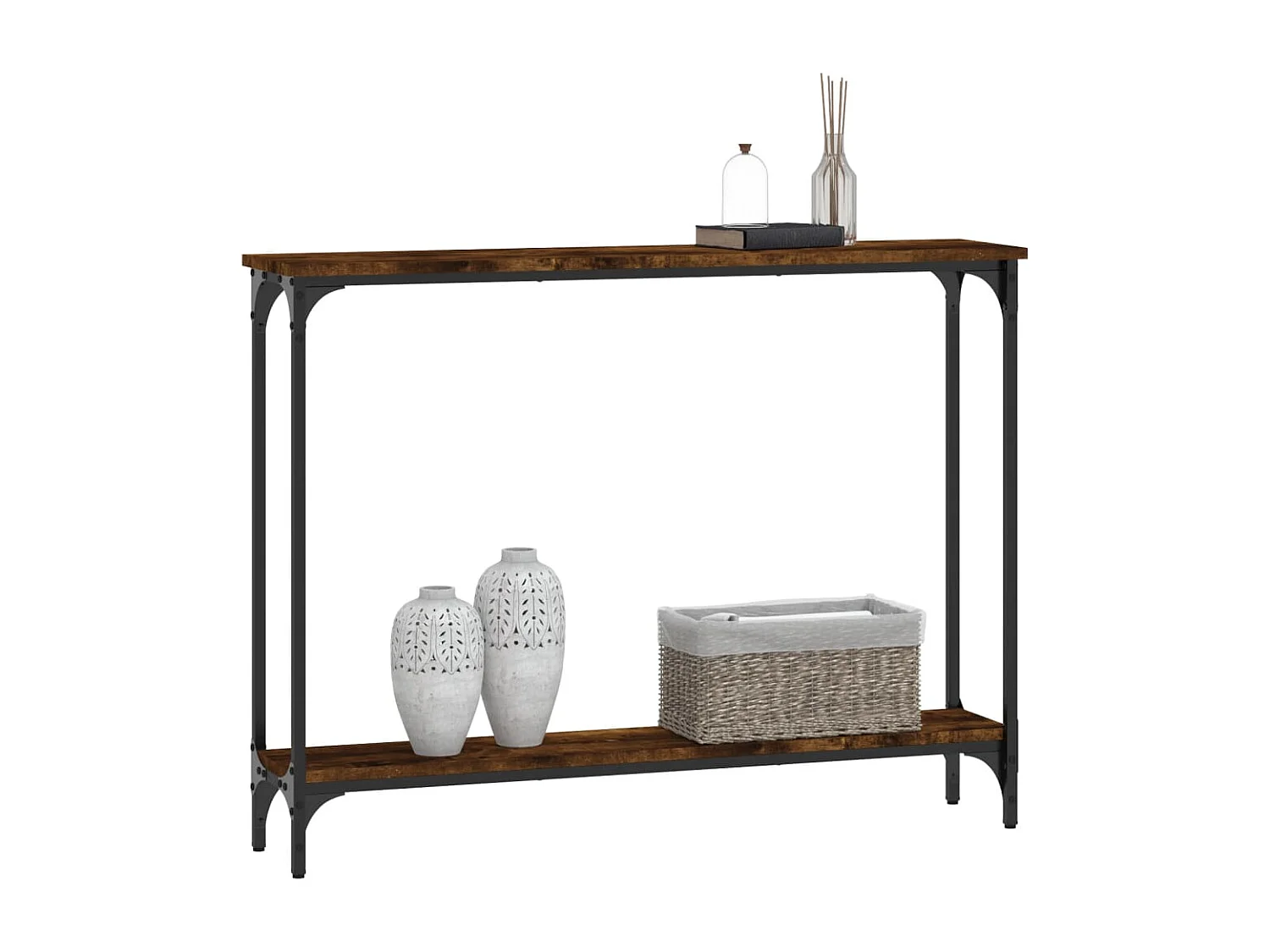 Mesa consola madera de ingeniería roble ahumado 100x22,5x75 cm