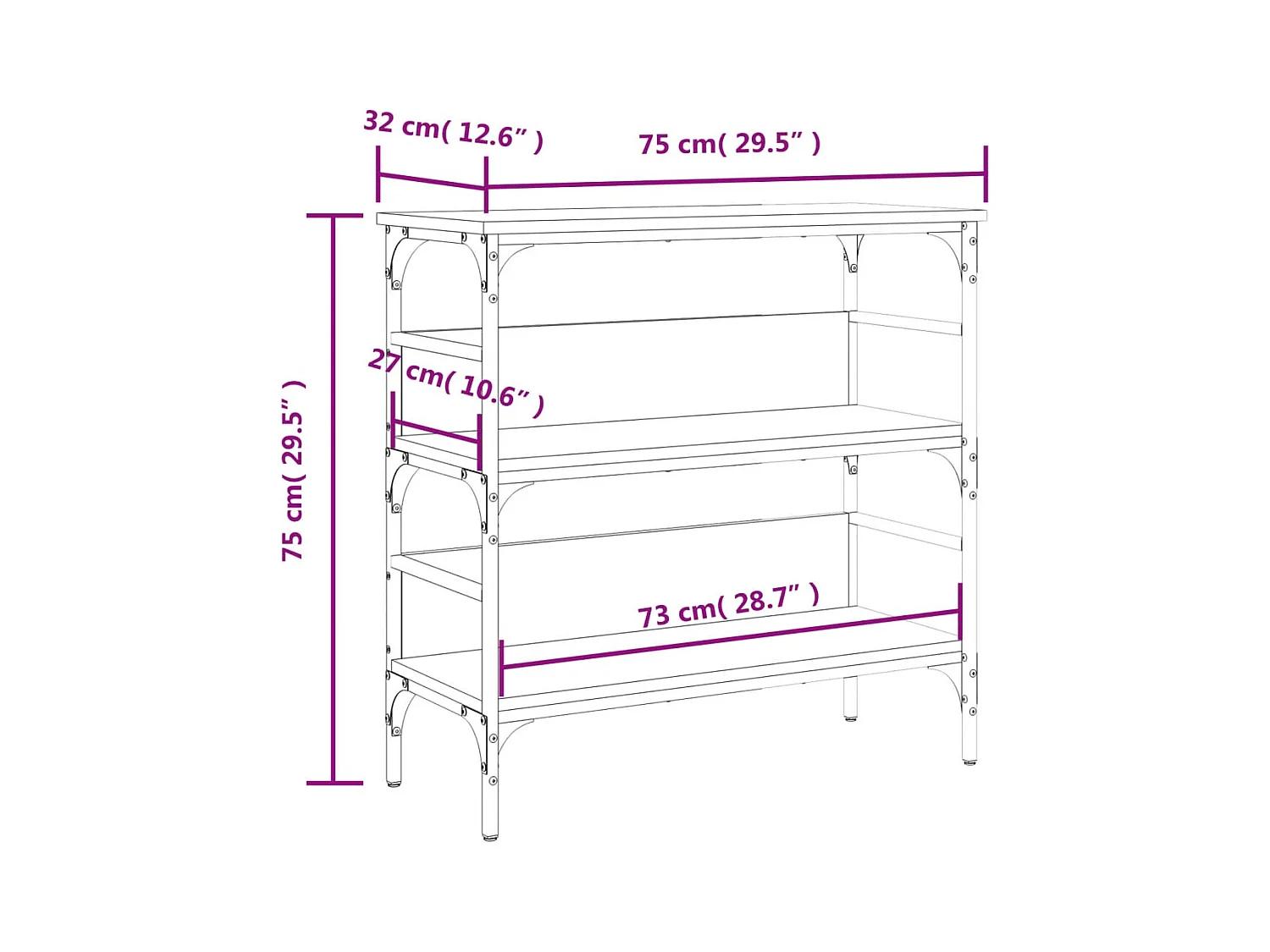 Mesa consola madera de ingeniería marrón roble 75x32x75 cm