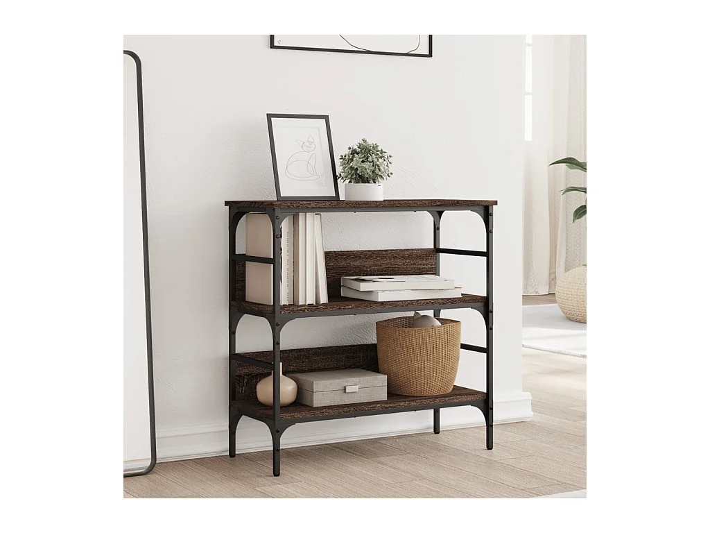 Mesa consola madera de ingeniería marrón roble 75x32x75 cm