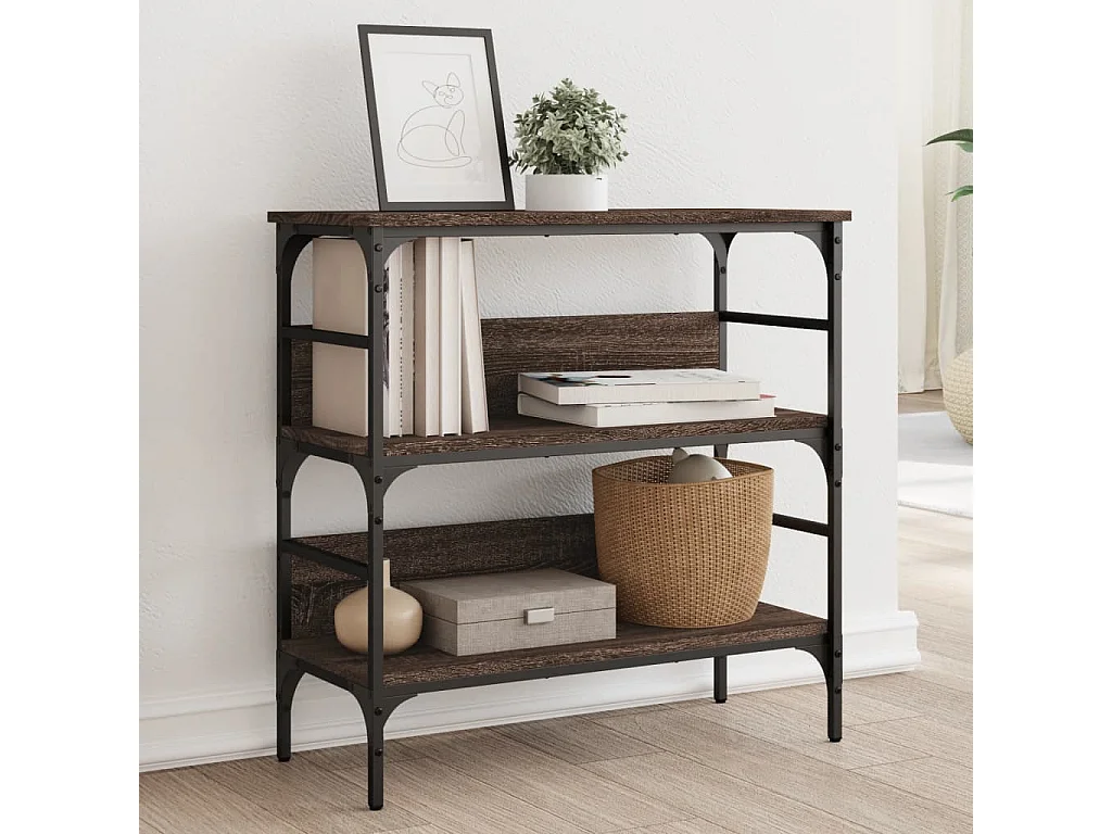 Mesa consola madera de ingeniería marrón roble 75x32x75 cm