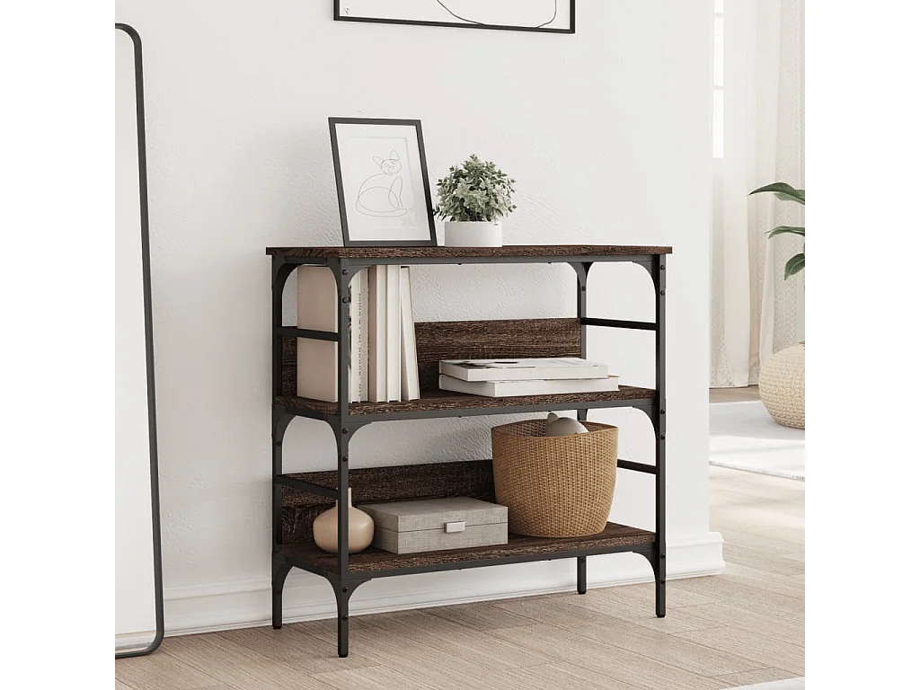 Mesa consola madera de ingeniería marrón roble 75x32x75 cm