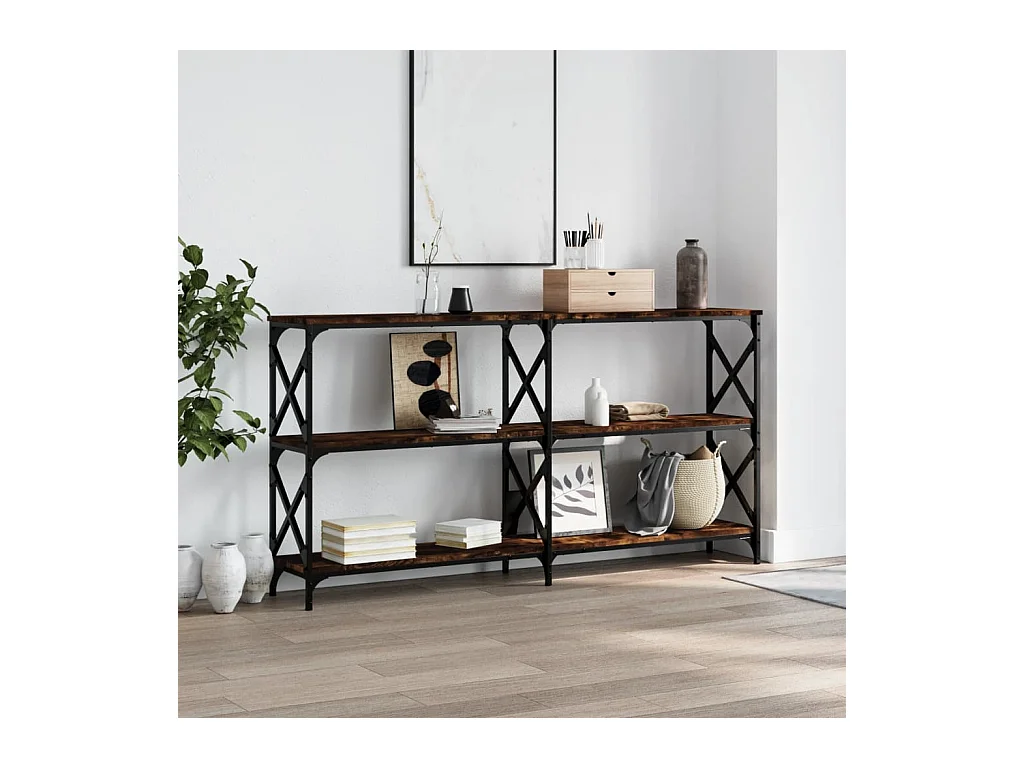 Mesa consola madera de ingeniería roble ahumado 156x28x80,5 cm