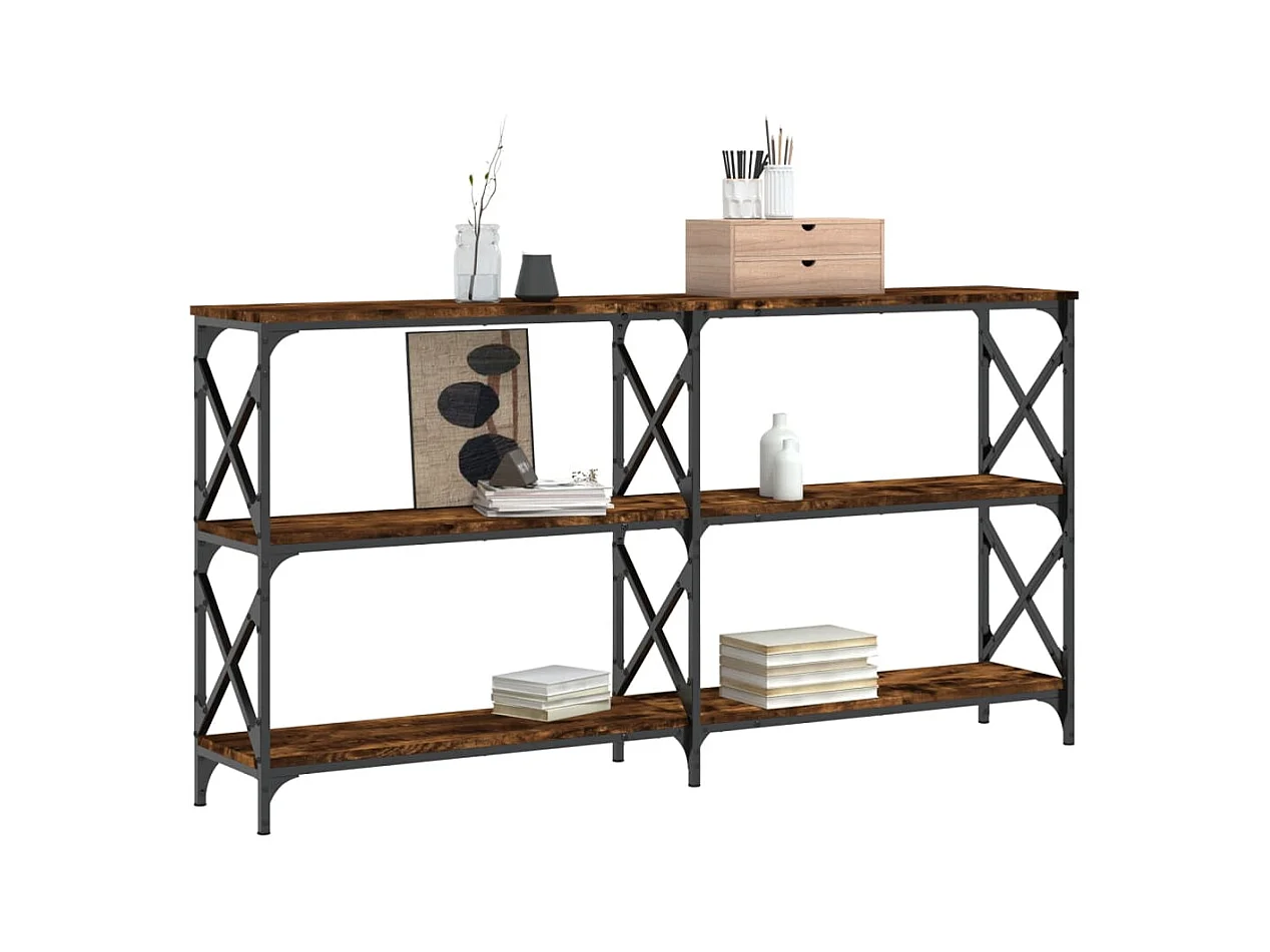 Mesa consola madera de ingeniería roble ahumado 156x28x80,5 cm