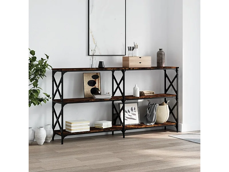 Wandtafel 156x28x80,5 cm bewerkt hout gerookt eikenkleurig