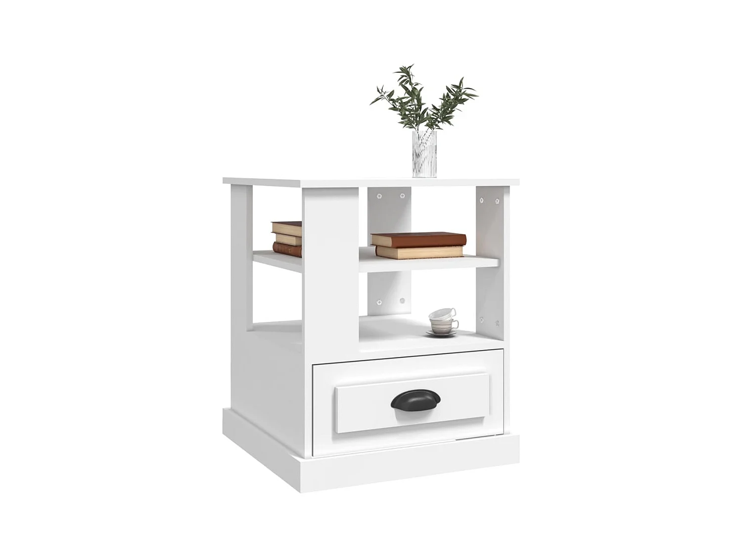 Table d'appoint blanc 50x50x60 cm bois d’ingénierie