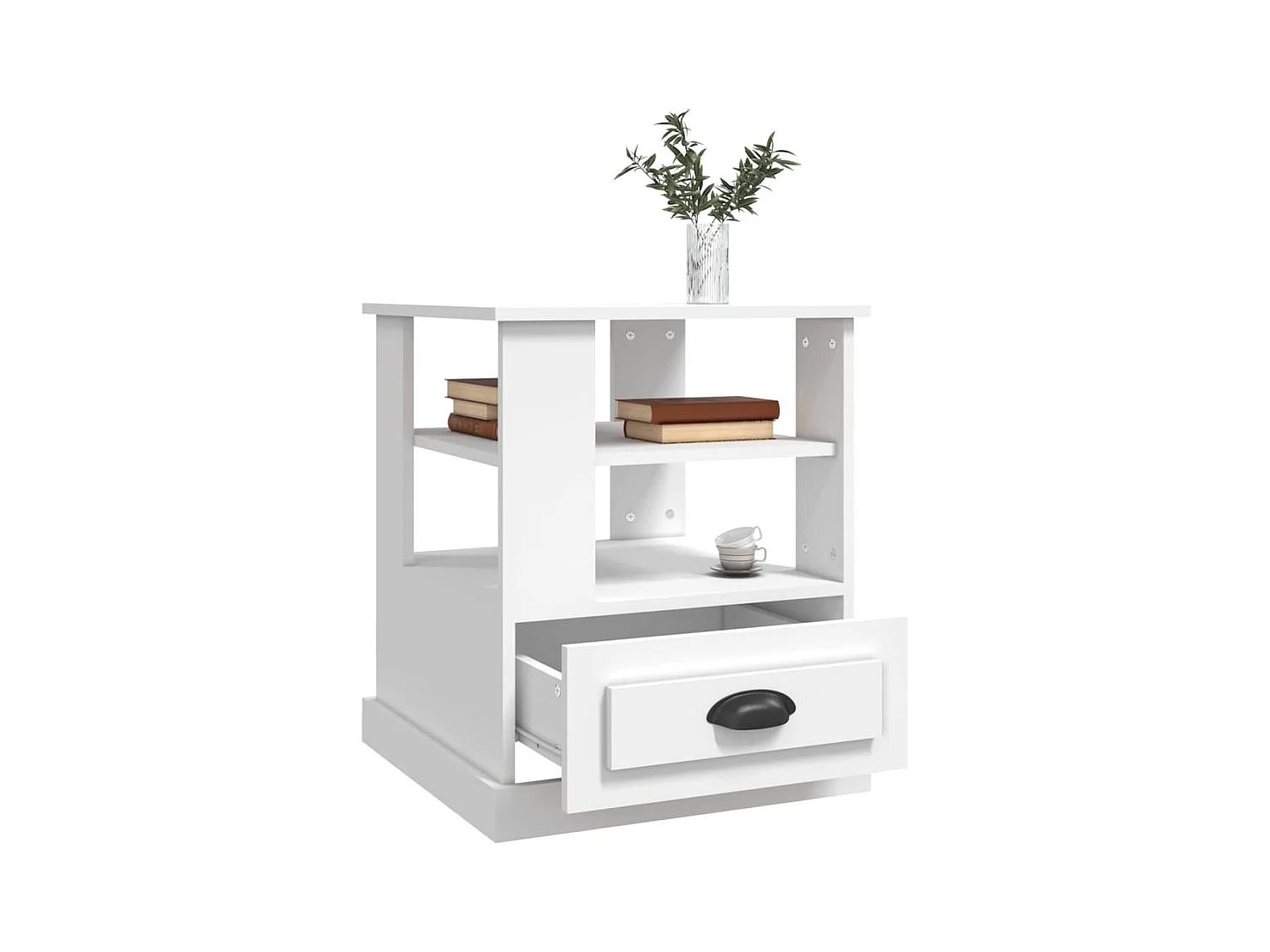 Table d'appoint blanc 50x50x60 cm bois d’ingénierie