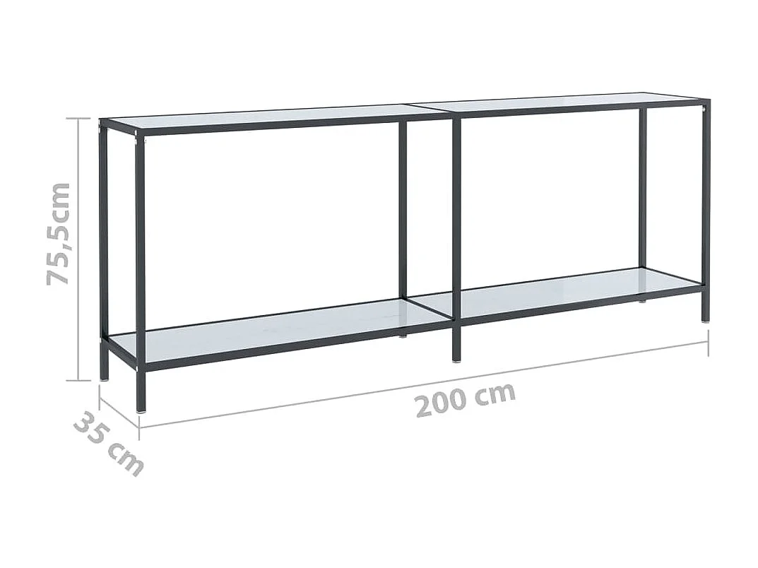 Wandtafel 200x35x75,5 cm gehard glas wit