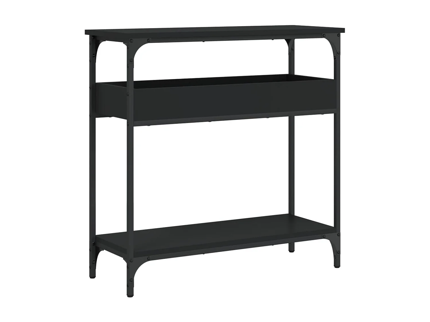Table console avec étagère noir 75x29x75 cm bois d'ingénierie