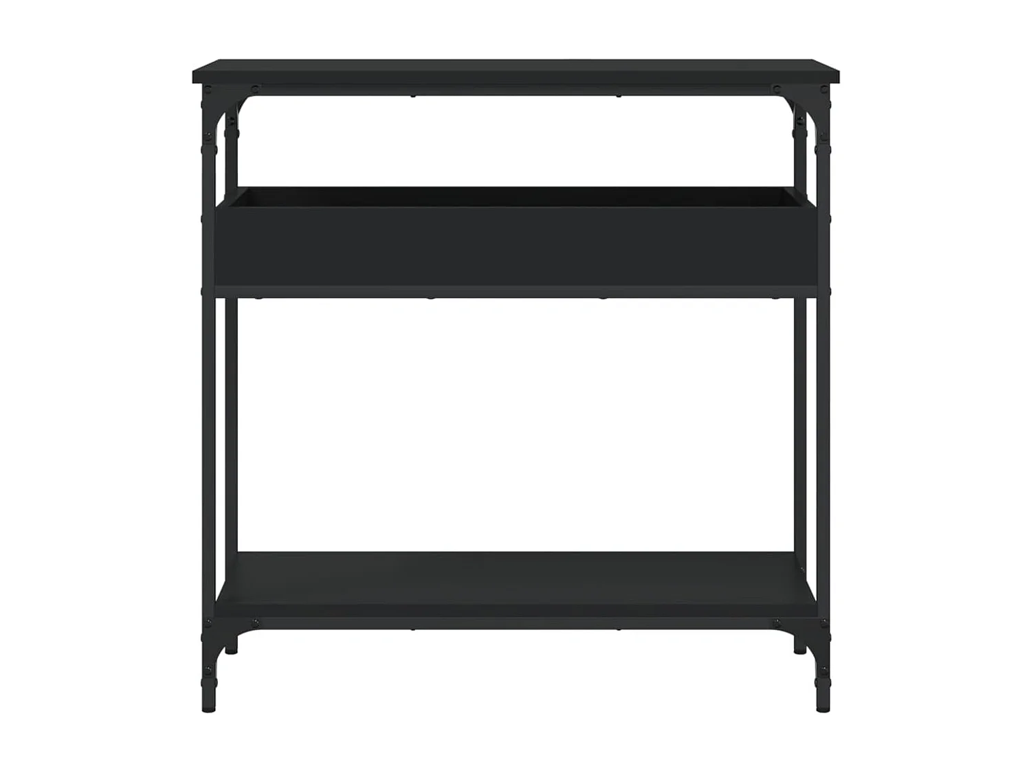 Table console avec étagère noir 75x29x75 cm bois d'ingénierie