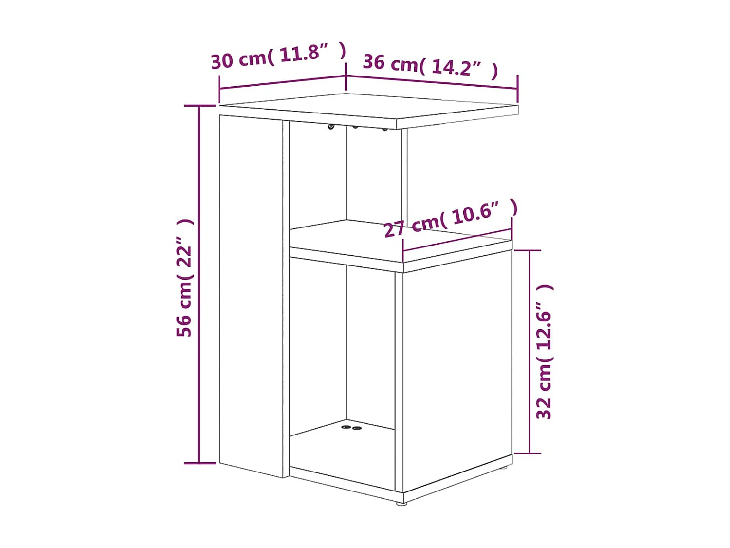 Table d'appoint Chêne marron 36x30x56 cm Bois d'ingénierie