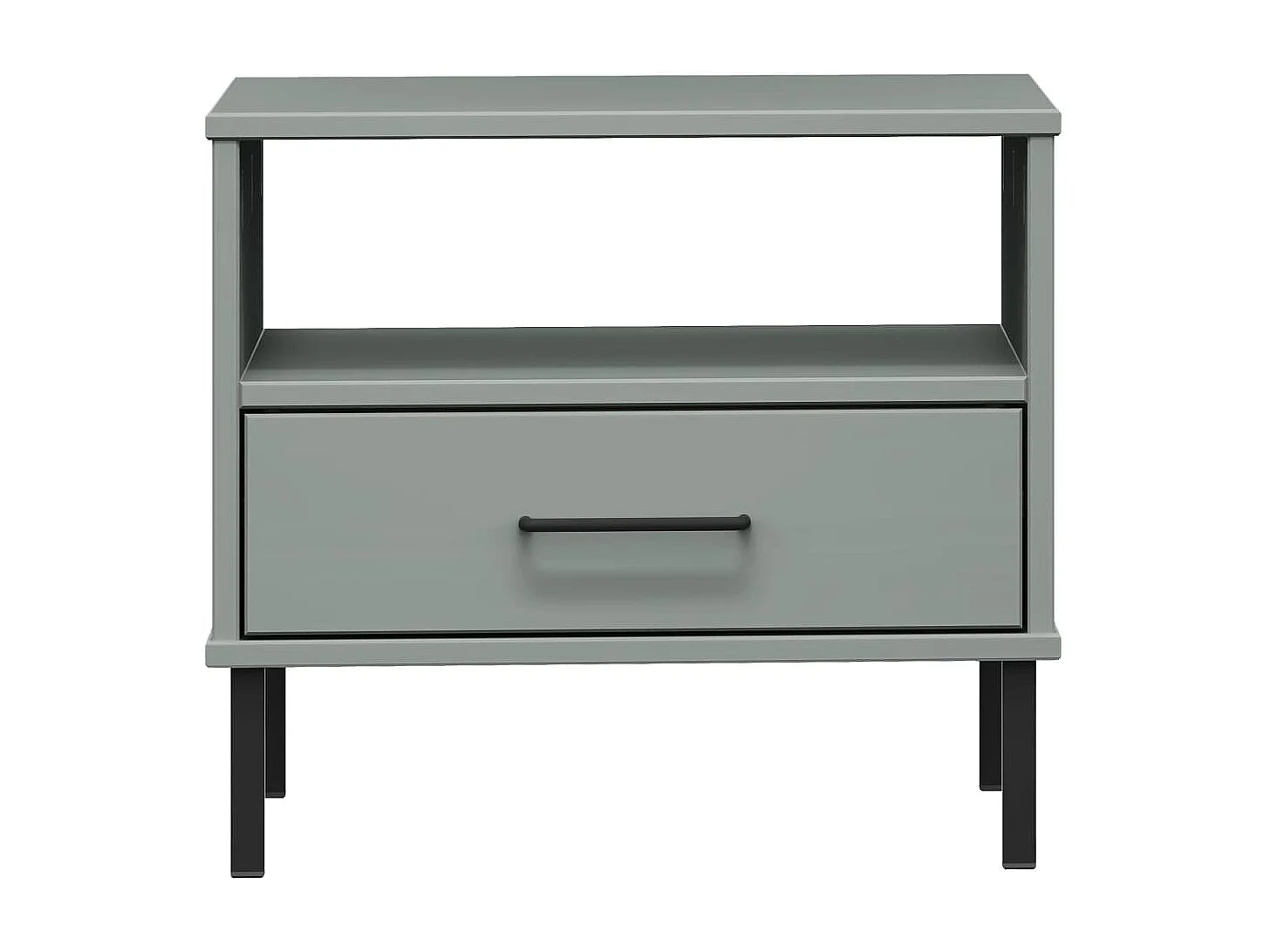 Table de chevet avec pieds en métal Gris Bois pin massif OSLO