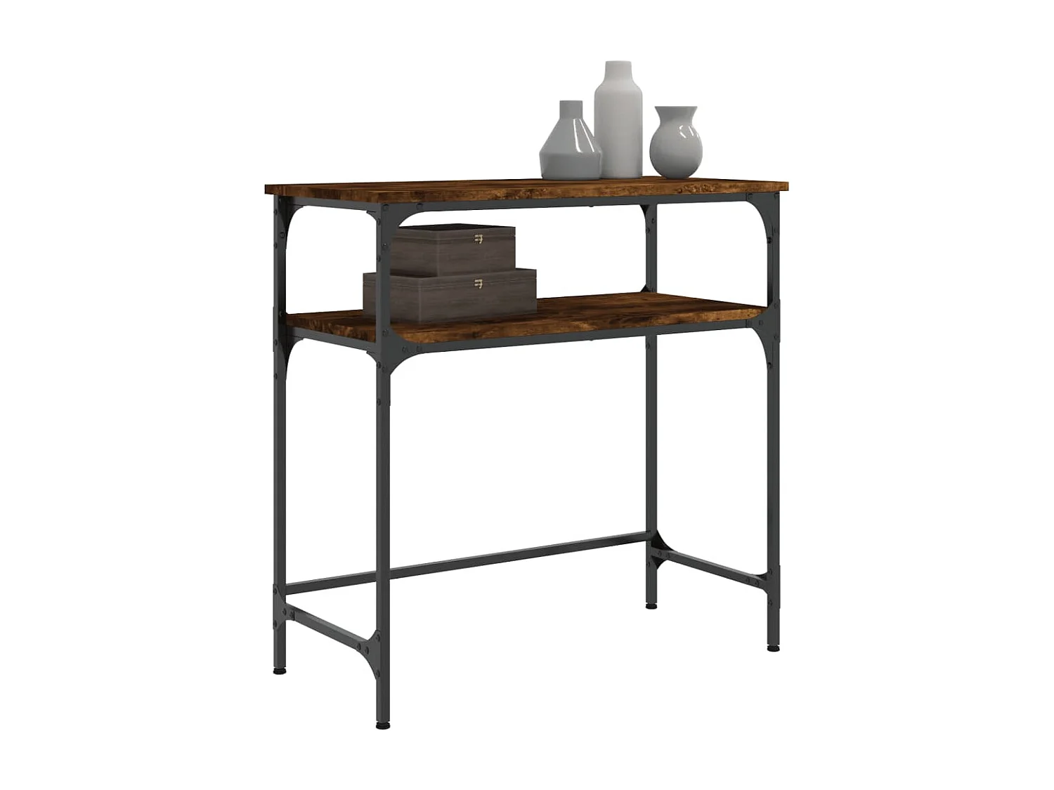 Mesa consola madera de ingeniería roble ahumado 75x35,5x75 cm