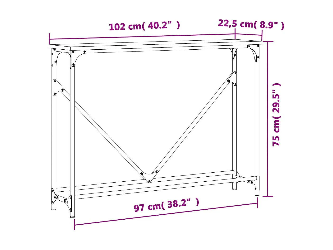 Wandtafel 102x22,5x75 cm bewerkt hout sonoma eikenkleurig