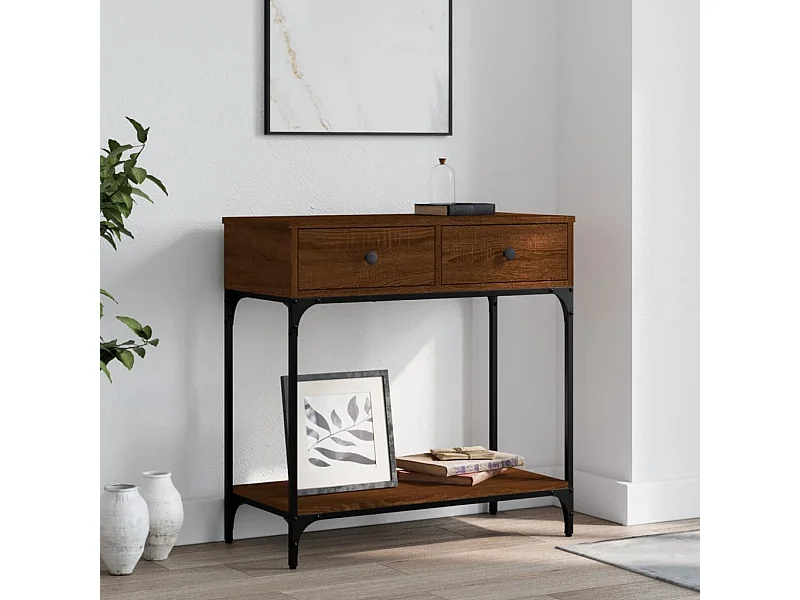 Mesa consola 75x34,5x75 cm derivados madeira carvalho castanho