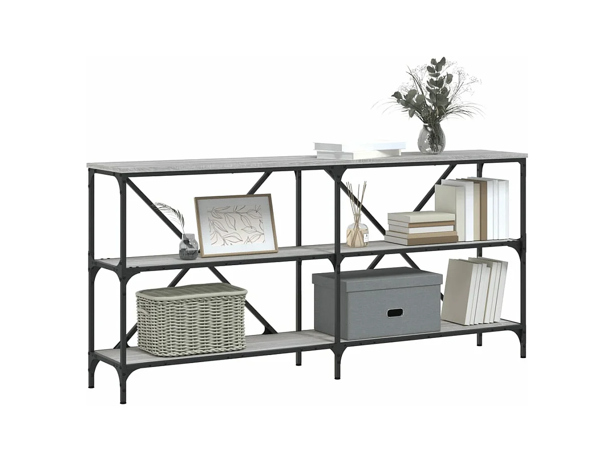 Table console sonoma gris 160x30x75 cm bois d'ingénierie et fer