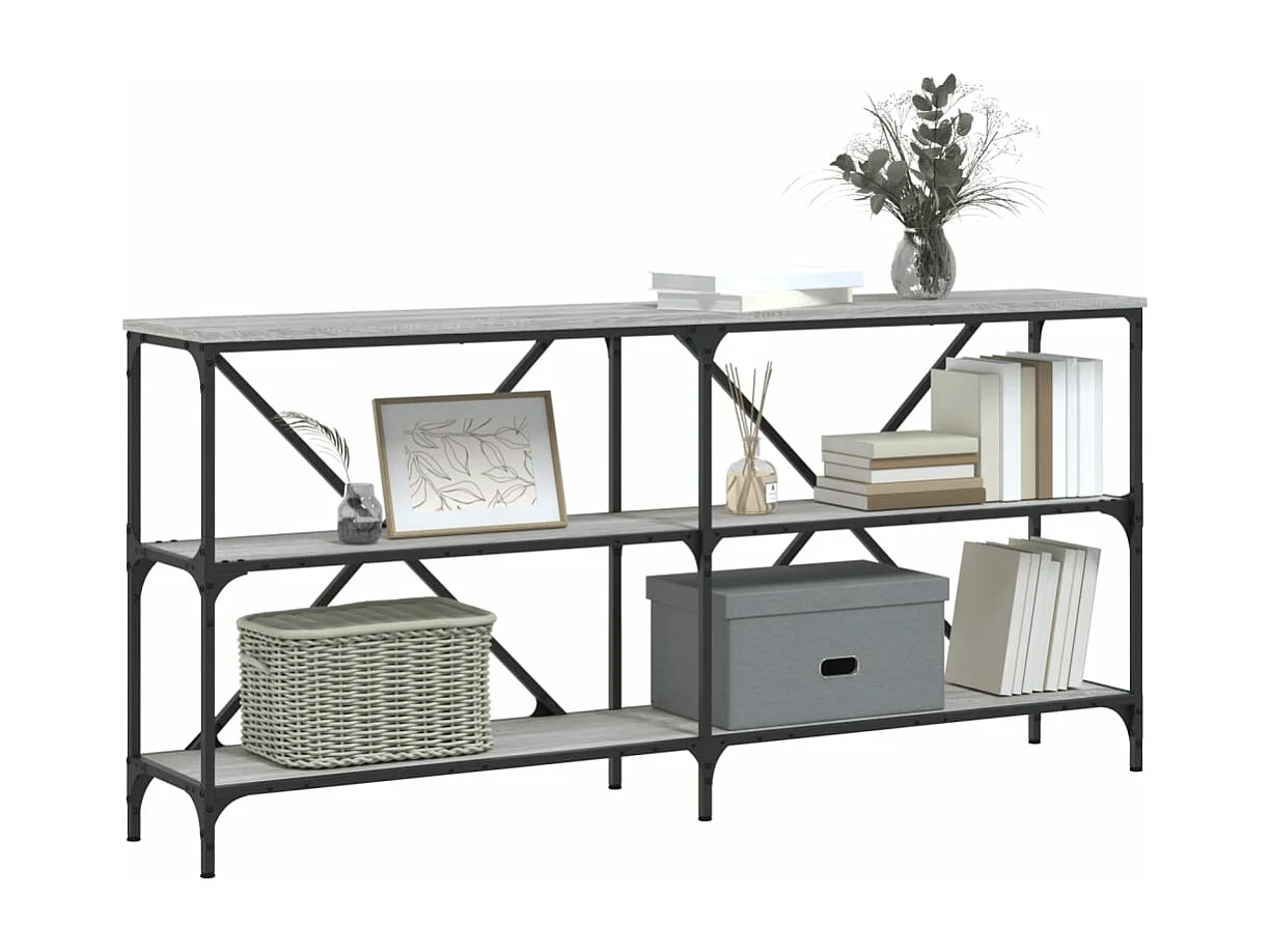 Table console sonoma gris 160x30x75 cm bois d'ingénierie et fer