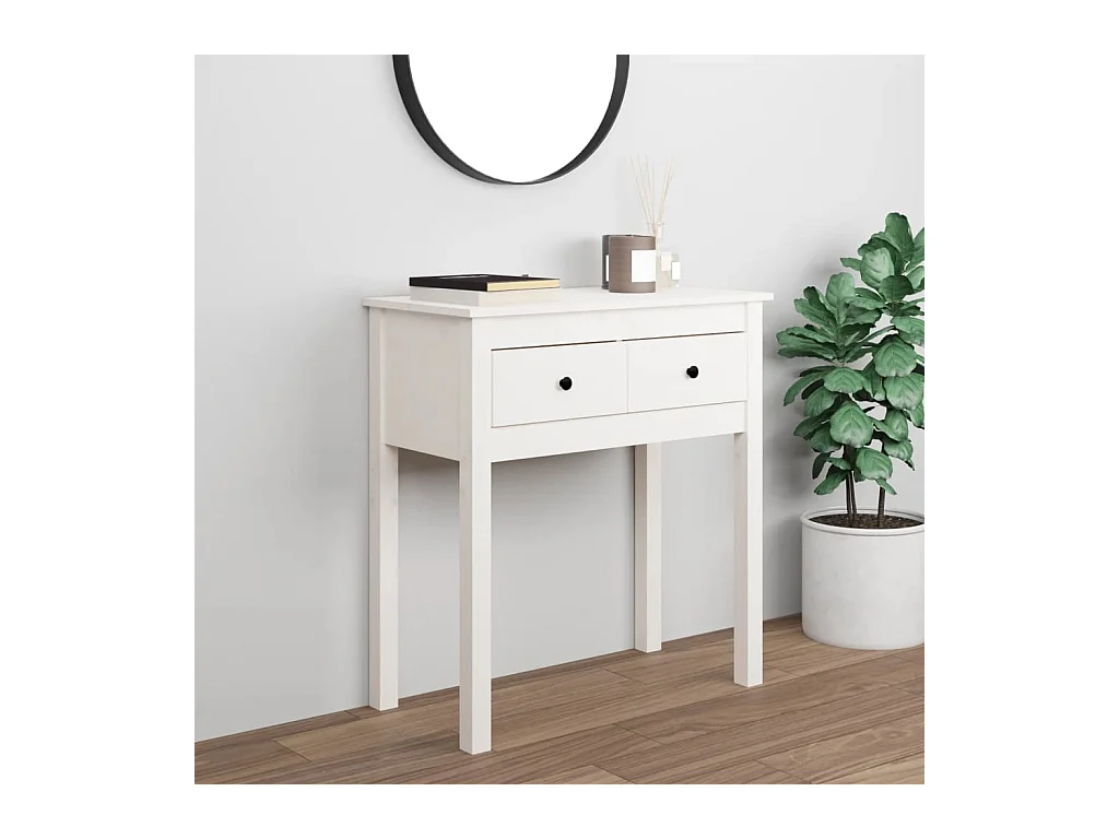 Table console Blanc 70x35x75 cm Bois massif de pin