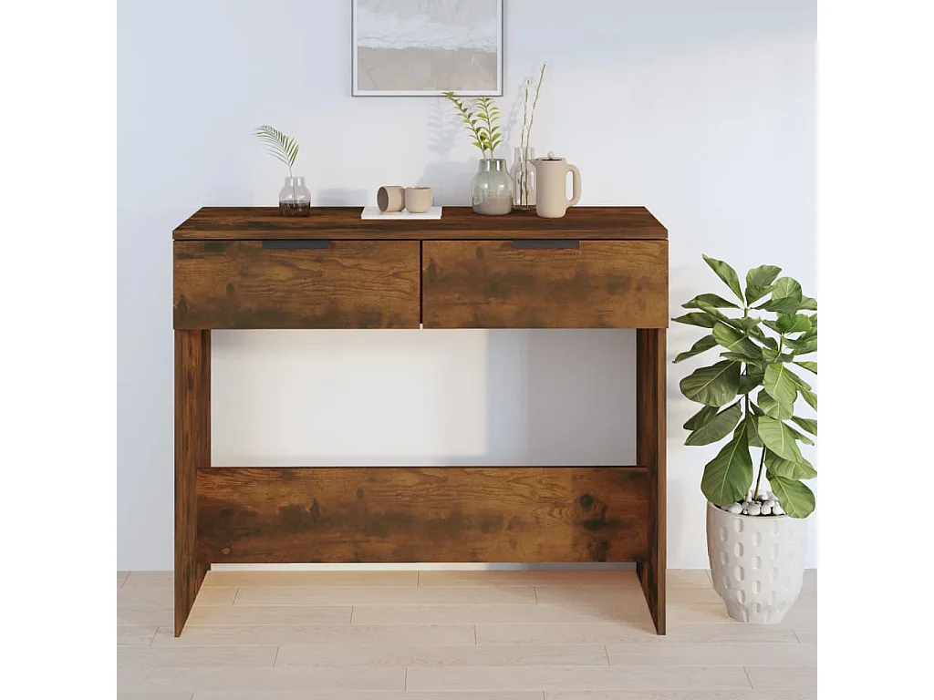 Wandtafel 90x36x75 cm bewerkt hout gerookt eikenkleurig