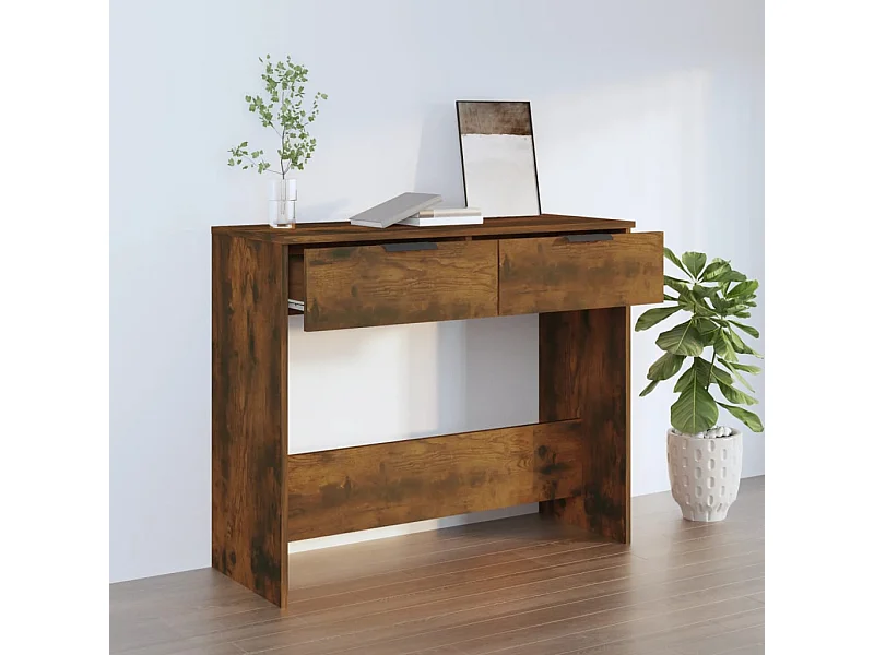 Mesa consola 90x36x75 cm derivados de madeira carvalho fumado