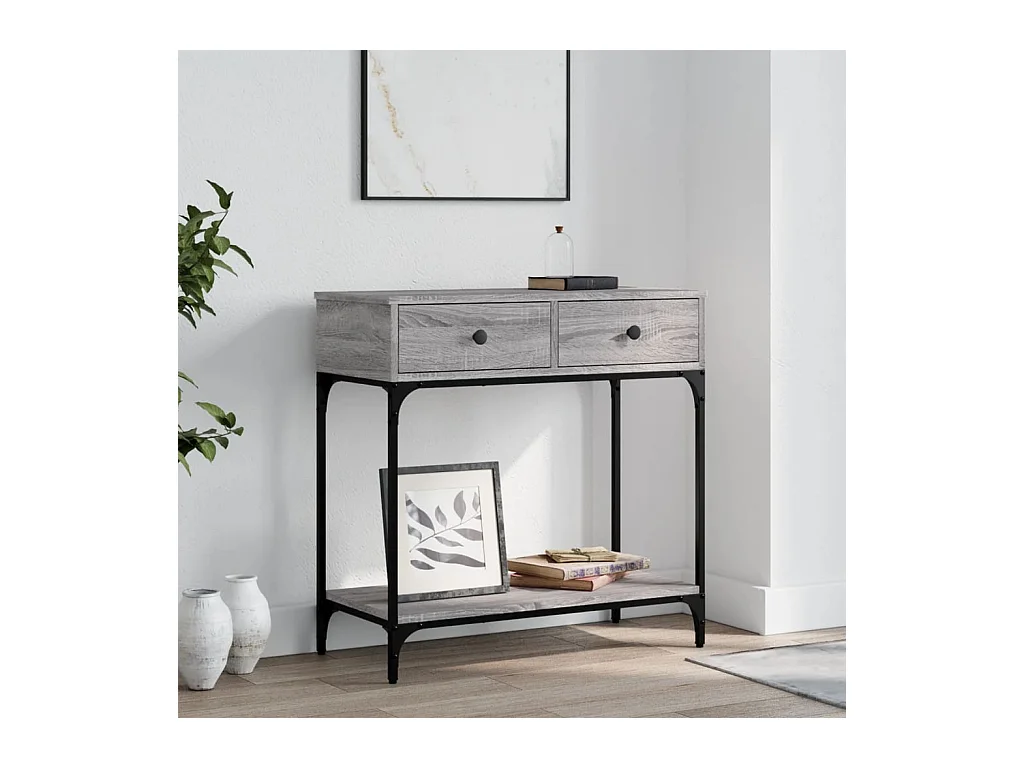 Table console sonoma gris 75x34,5x75 cm bois d'ingénierie