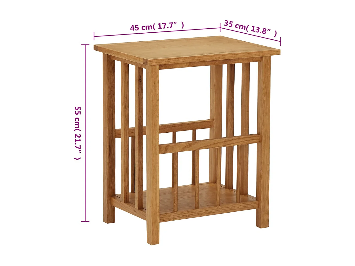 Table à revues 45x35x55 cm Bois de chêne solide