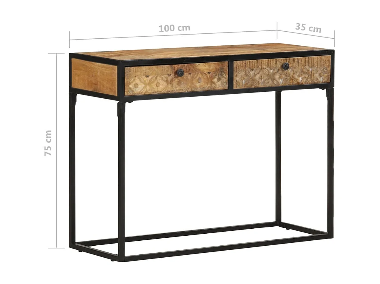 Mesa consola 100x35x75 cm madeira de mangueira maciça