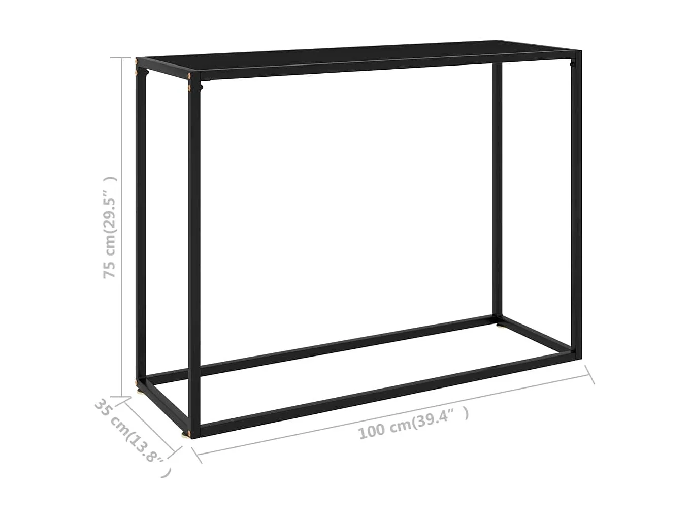 Mesa consola vidrio templado negro 100x35x75 cm
