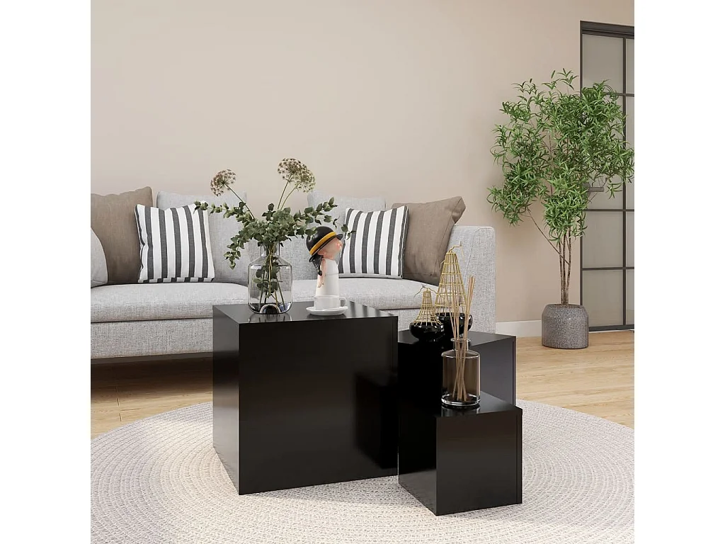 Tables d'appoint 3 pièces Noir Aggloméré