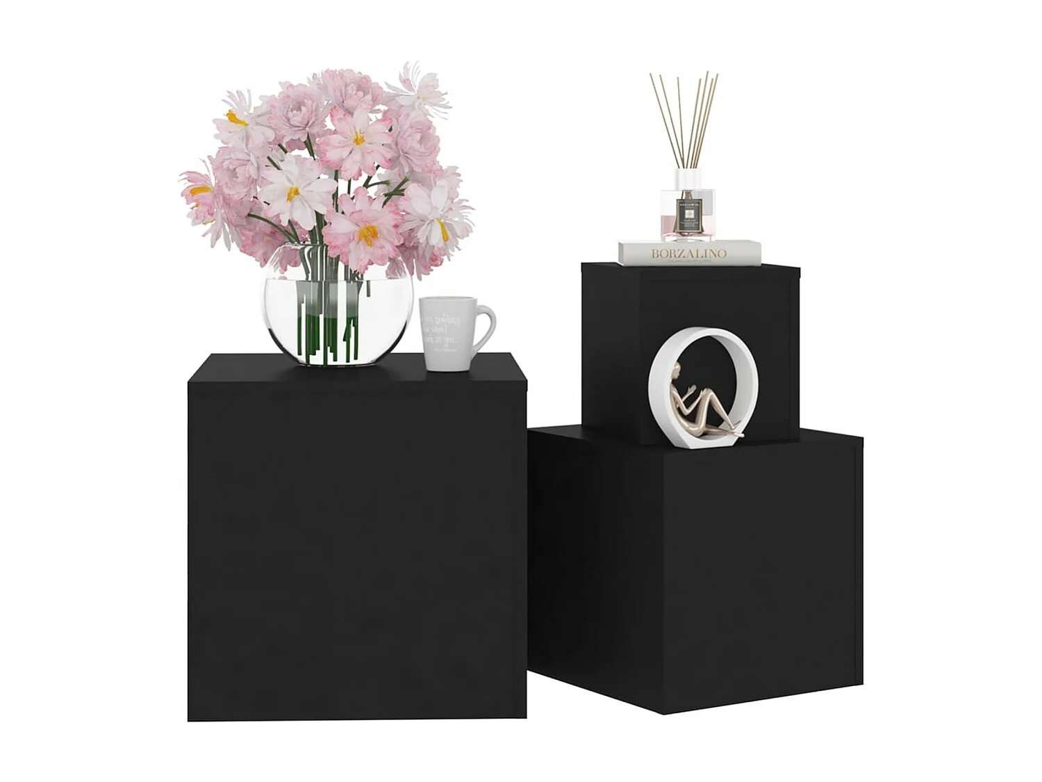 Tables d'appoint 3 pièces Noir Aggloméré