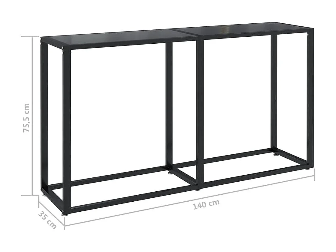 Mesa consola vidrio templado negro 140x35x75,5cm