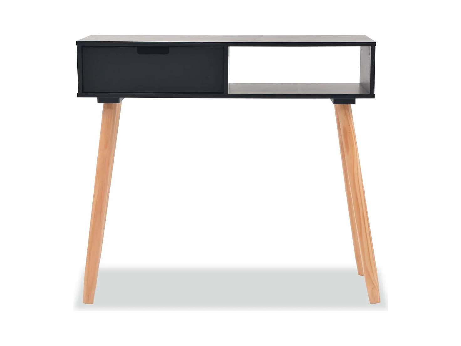 Table console Bois de pin massif 80 x 30 x 72 cm Noir