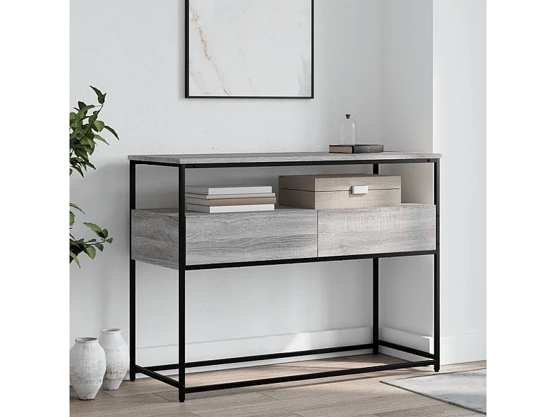Mesa consola madera de ingeniería gris Sonoma 100x40x75 cm