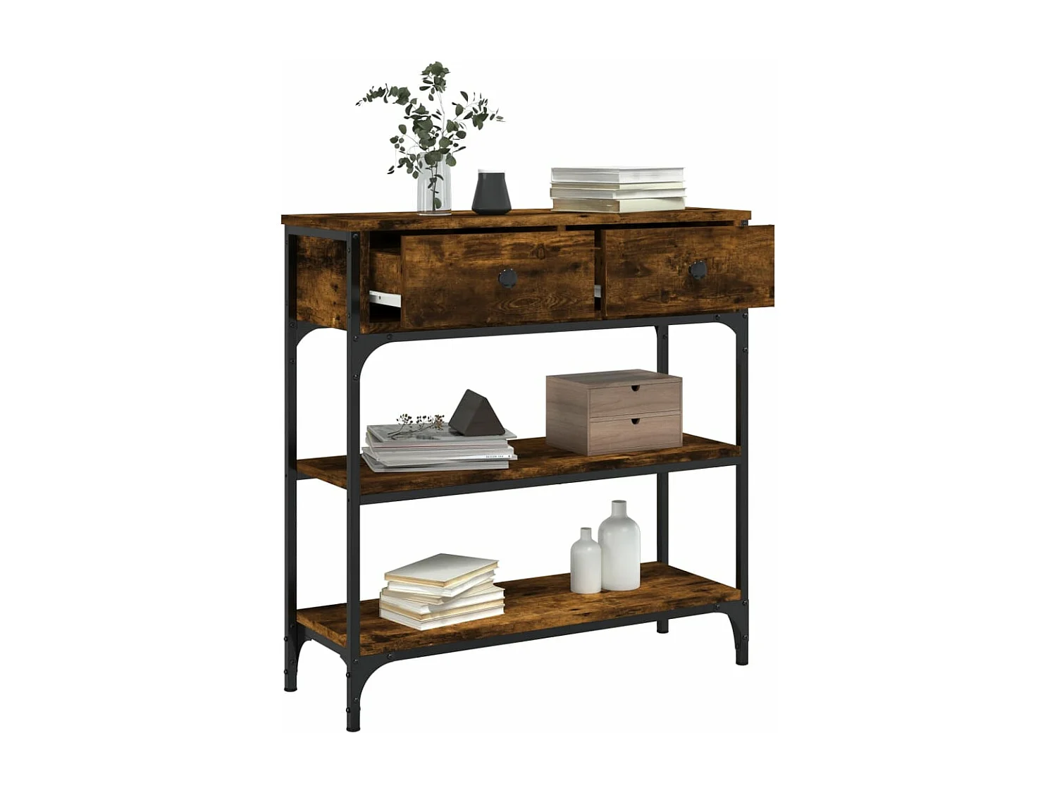 Mesa consola madera de ingeniería roble ahumado 72,5x25x75 cm