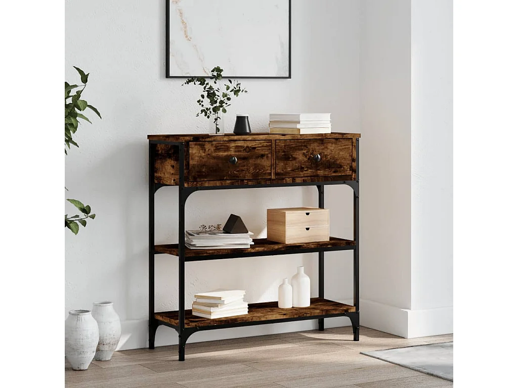 Wandtafel 72,5x25x75 cm bewerkt hout gerookt eikenkleurig