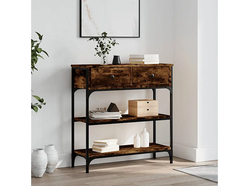 Table console chêne fumé 72,5x25x75 cm bois d'ingénierie