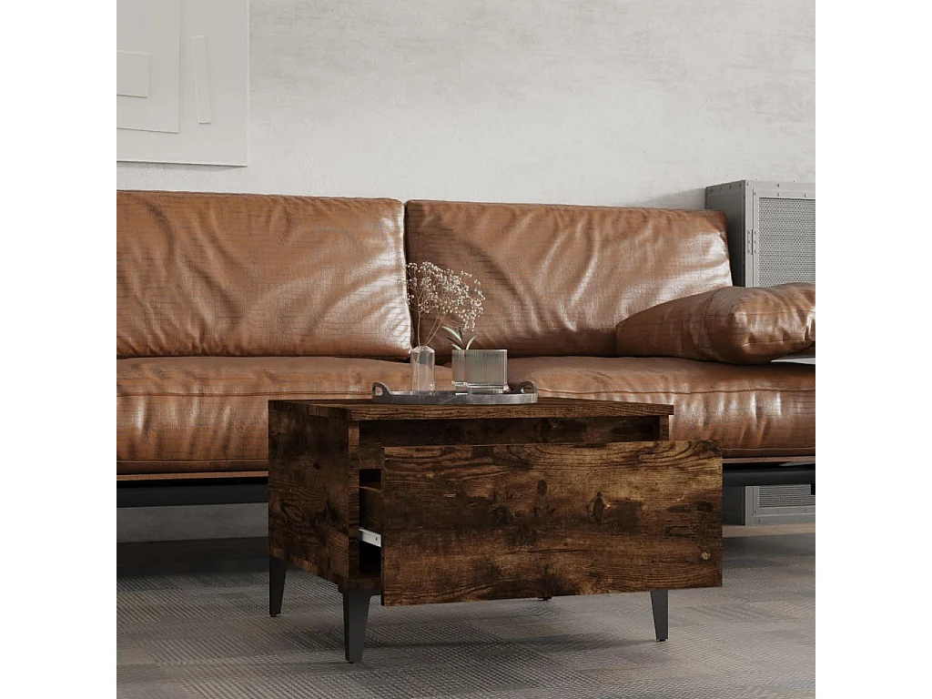 Table d'appoint Chêne fumé 50x46x35 cm Bois d'ingénierie