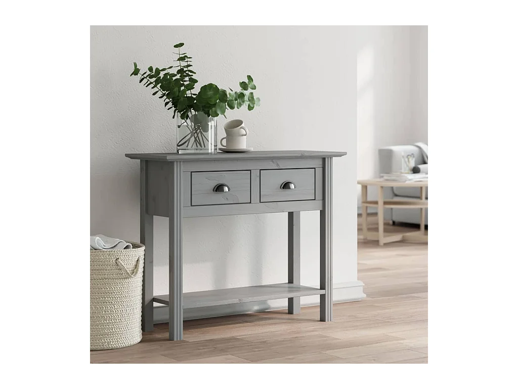 Table console BODO gris 90x34,5x73 cm bois de pin massif