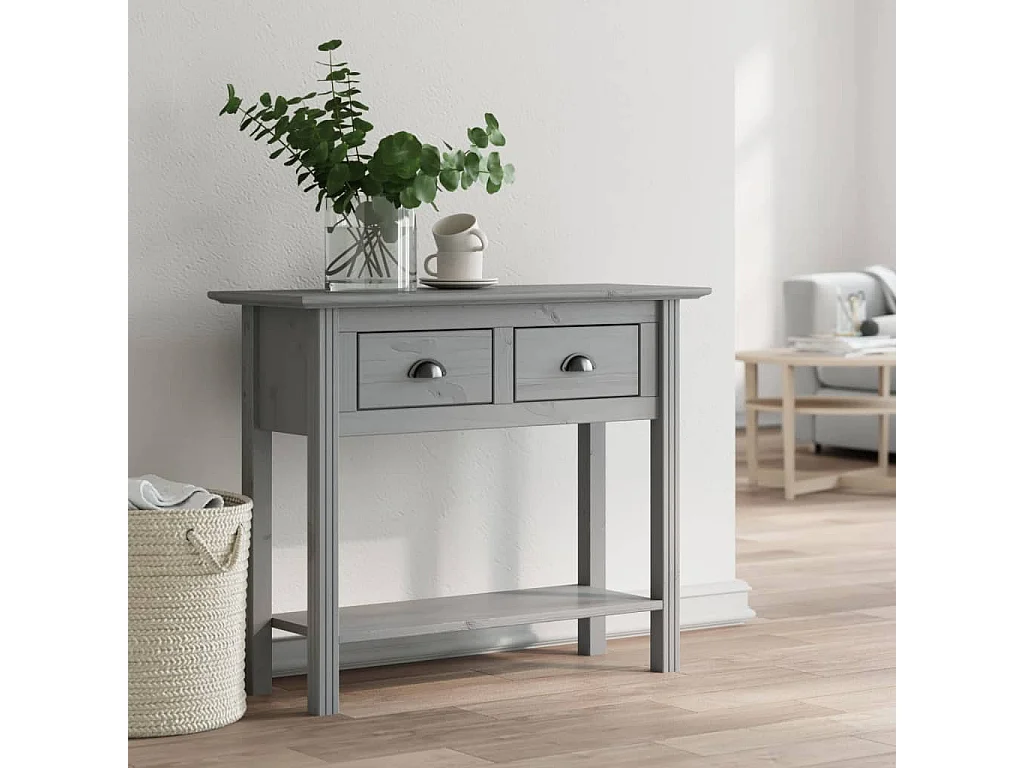 Table console BODO gris 90x34,5x73 cm bois de pin massif