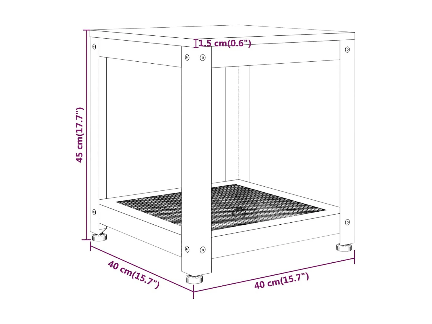 Table d'appoint Gris et noir 40x40x45 cm MDF et fer