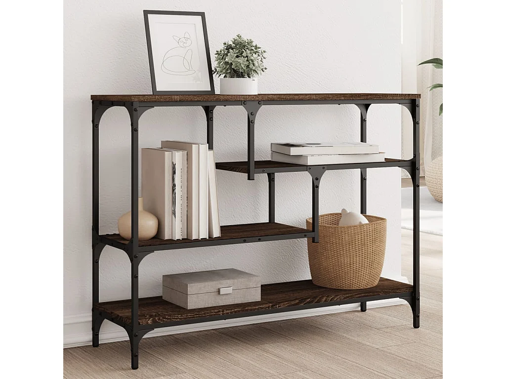 Table console chêne marron 100x30x75 cm bois d'ingénierie