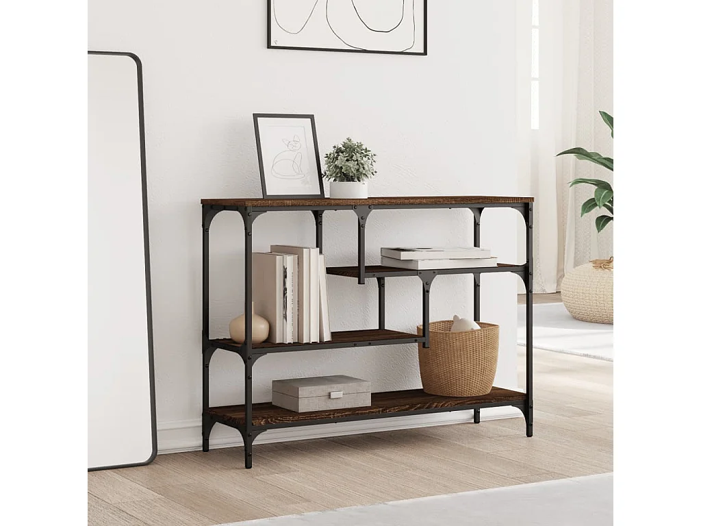 Table console chêne marron 100x30x75 cm bois d'ingénierie