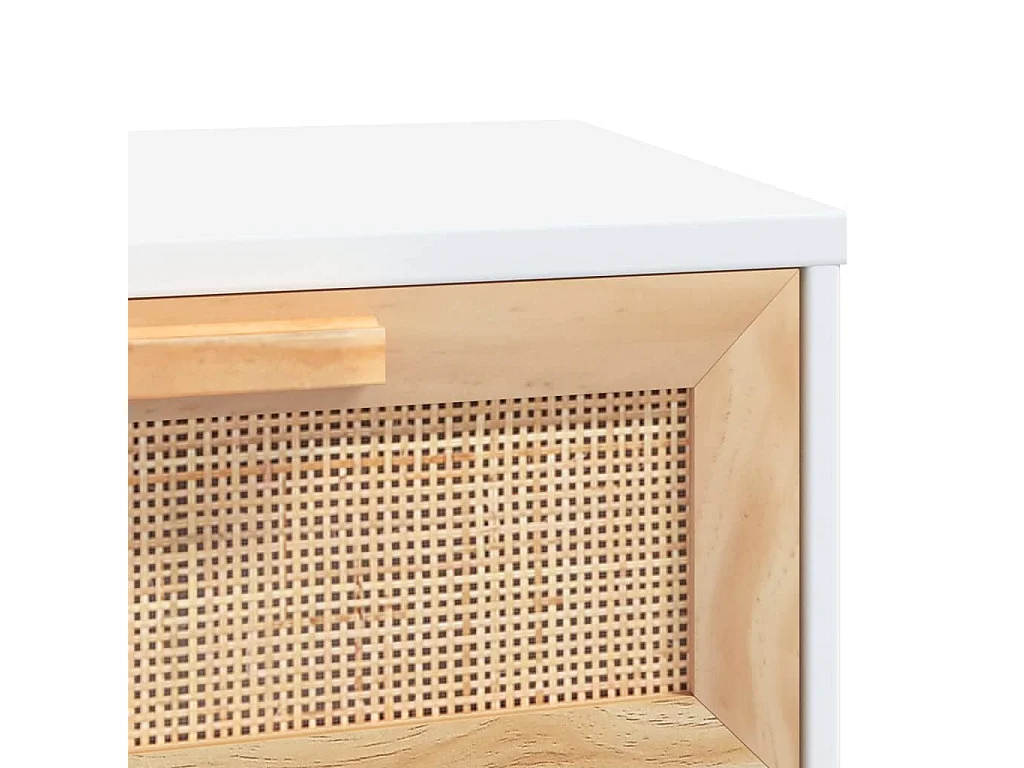 Wandtafel 80x30x75 cm massief grenenhout en natuurlijk rattan