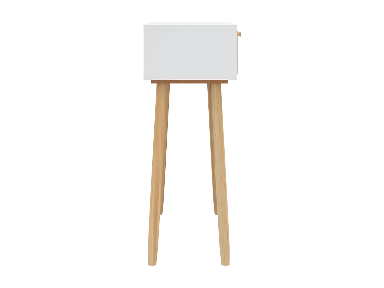 Table console Blanc 80x30x75 cm Bois massif pin /rotin naturel