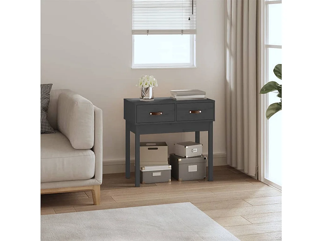 Table console Gris 76,5x40x75 cm Bois massif de pin