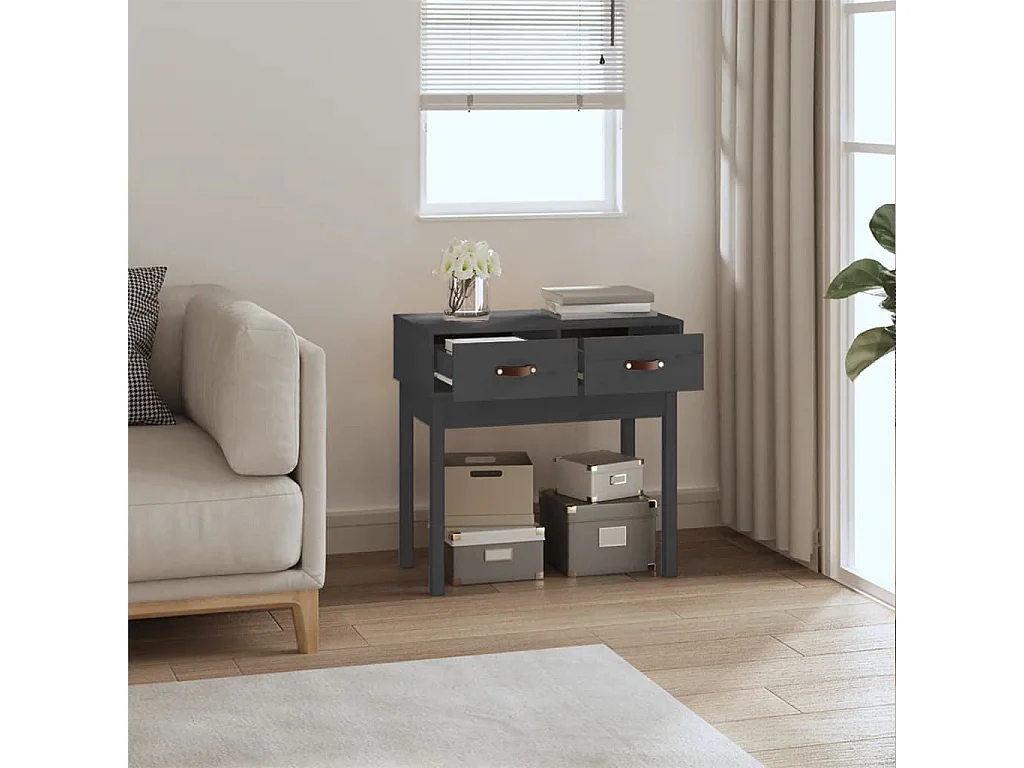 Table console Gris 76,5x40x75 cm Bois massif de pin