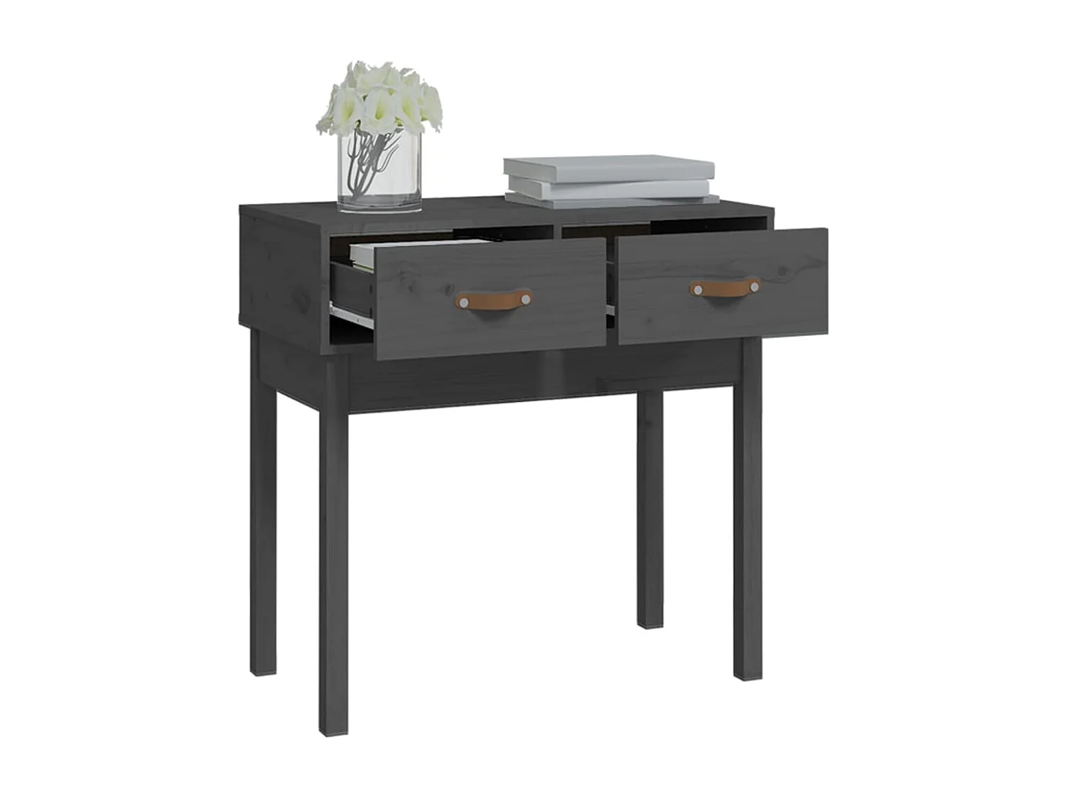 Table console Gris 76,5x40x75 cm Bois massif de pin