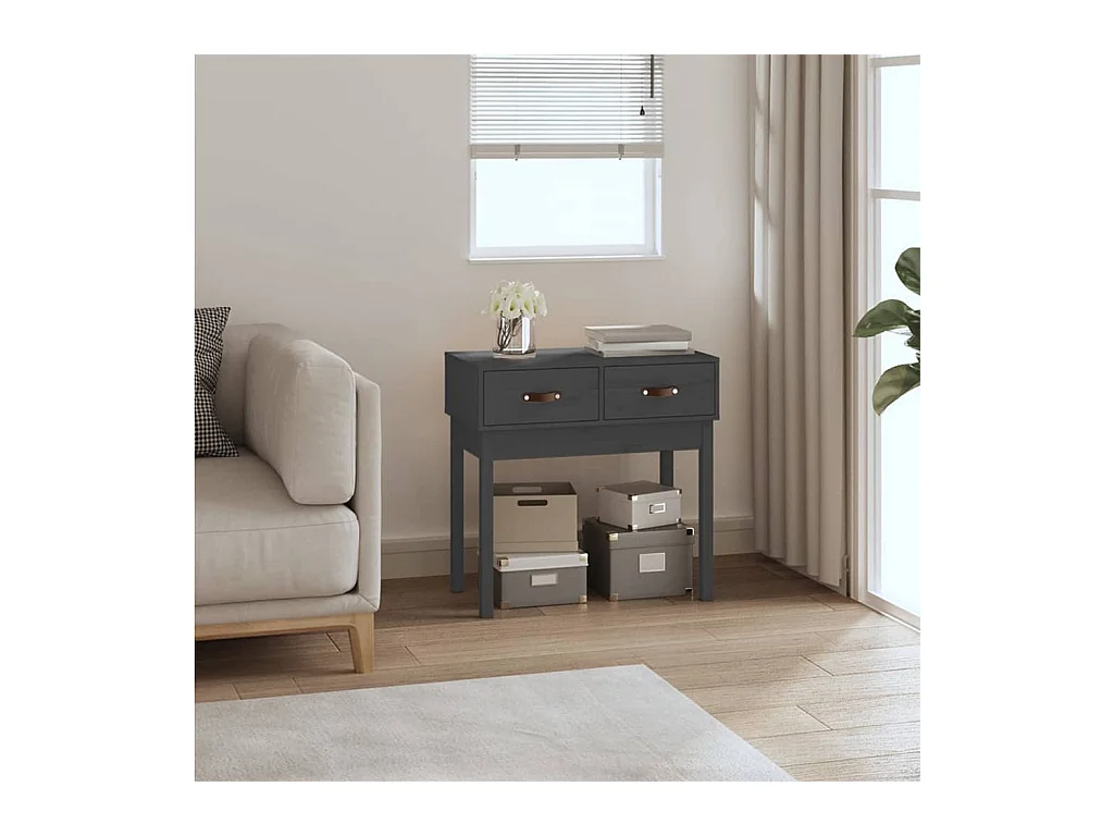 Table console Gris 76,5x40x75 cm Bois massif de pin