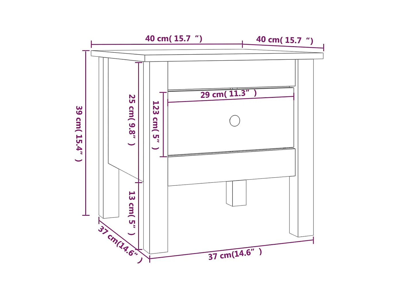 Table d'appoint Blanc 40x40x39 cm Bois massif de pin