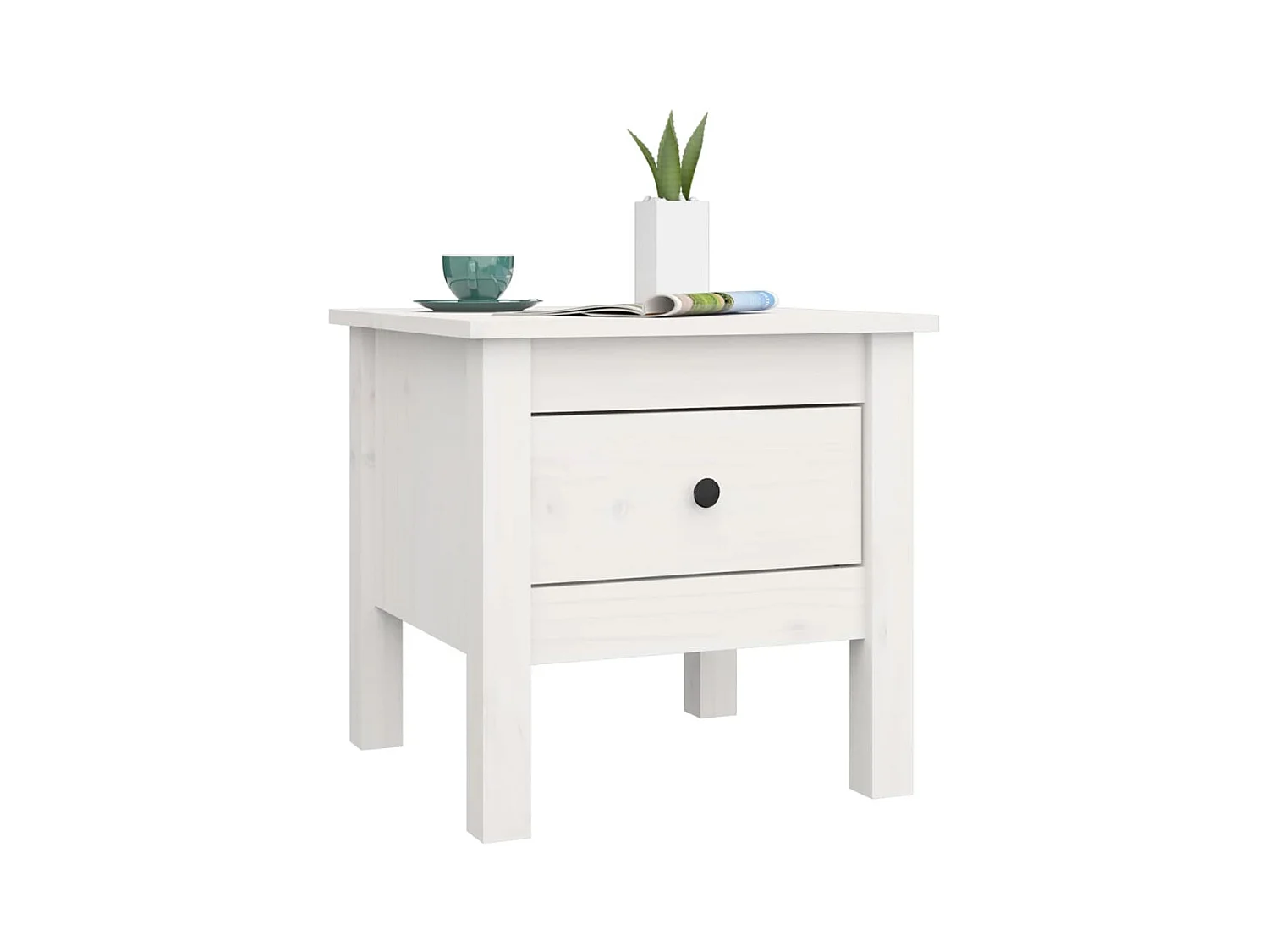 Table d'appoint Blanc 40x40x39 cm Bois massif de pin