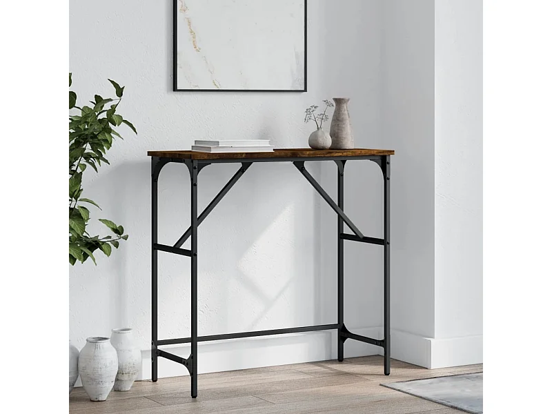 Table console chêne fumé 75x32x75 cm bois d'ingénierie
